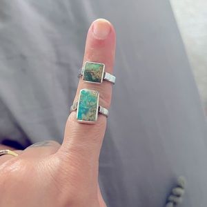 Sterling silver turquoise pair of rings